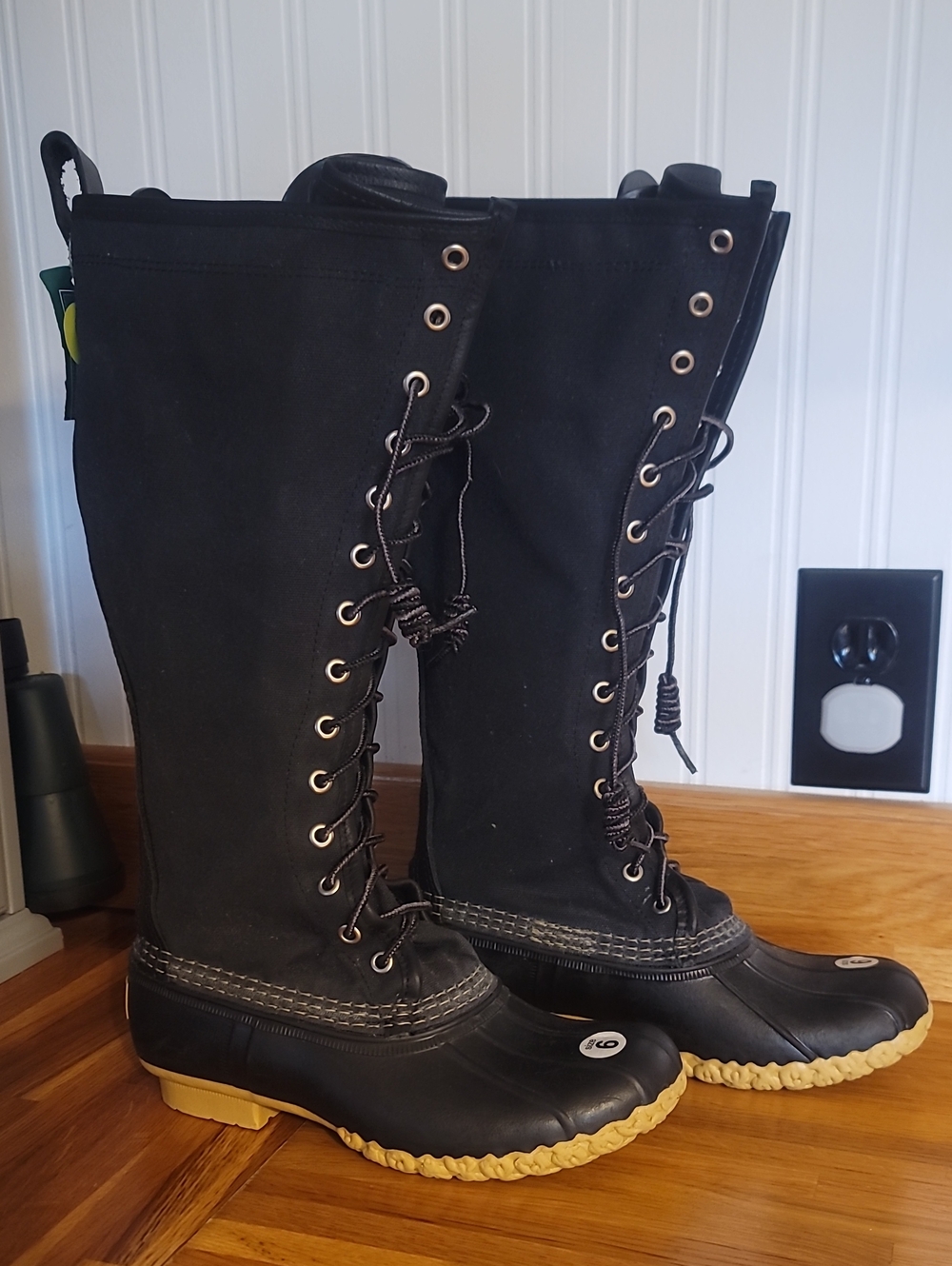 LL Bean Black Signature Tall Waterproof Canvas Hunting Boots